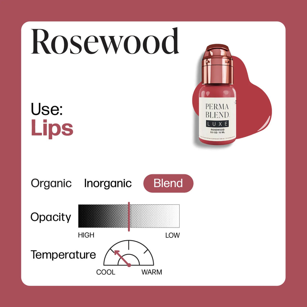 Lip Pigment - Perma Blend LUXE Lip Pigment Rosewood 15ml | Lip Blush Pigment, Lip Tattoo Ink, SPMU Lip Color, Semi Permanent Makeup Lip Shade