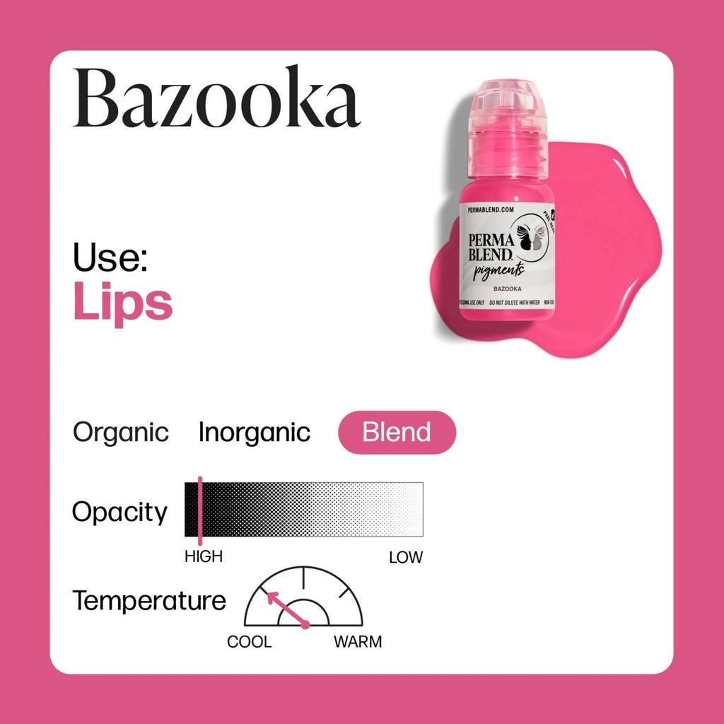 Lip Pigments – Perma Blend Lip Pigment Bazooka 15ml | Perma Blend Professional PMU Lip Blush Pigment for Lip Neutralization, Lip Correction, Lip Tattoo & Semi Permanent Makeup Ink