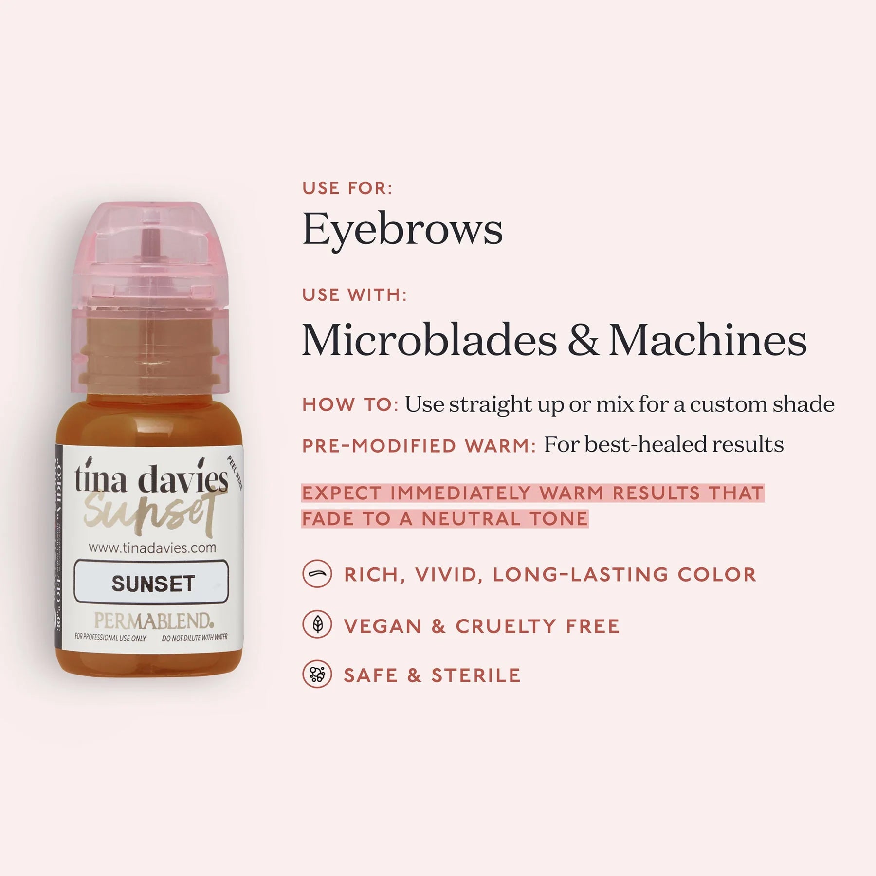 Brow Pigment – Sunset 15ml - Perma Blend | Permanent Makeup SPMU Eyebrow Ink for Microblading, Ombré Brows & Powder Brows | Cool Brown Professional Pigment