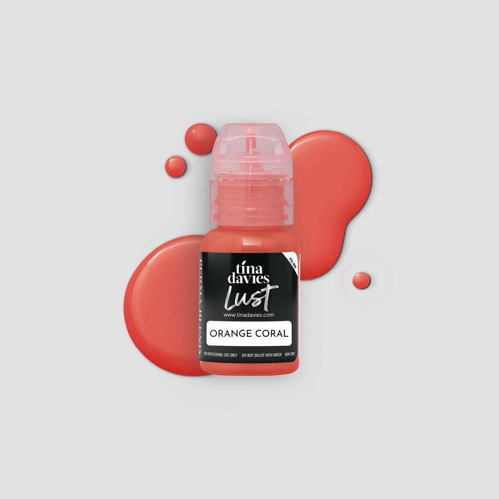 Lip Pigments - Lust Lip Pigments Orange Coral 15ml – Tina Davies x Perma Blend | Warm Orange-Red PMU Lip Blush Pigment for Lip Neutralization & Lip Tattoo Ink