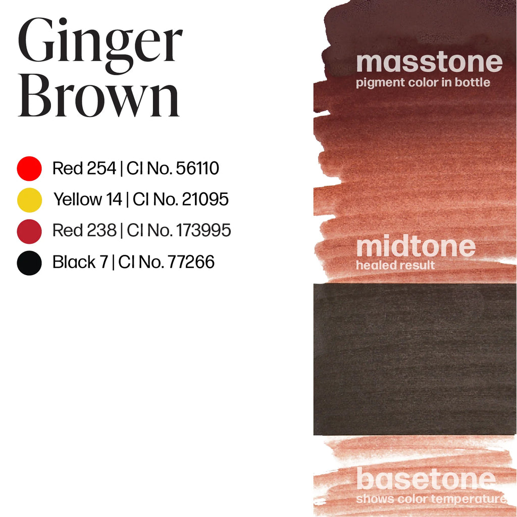 Brow Pigment – Ginger Brown 15ml - Perma Blend | Permanent Makeup SPMU Eyebrow Ink for Microblading, Ombré Brows & Powder Brows | Cool Brown Professional Pigment