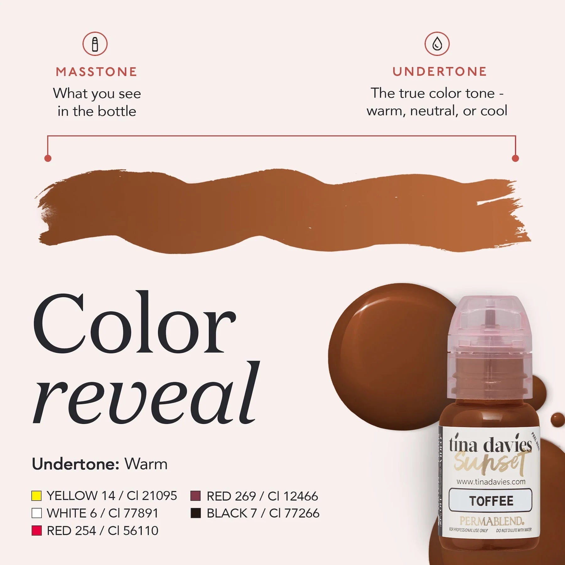 Eyebrow Pigment – Toffee 15ml Sunset Brow Pigments - Perma Blend | Permanent Makeup SPMU Eyebrow Ink for Microblading, Ombré Brows & Powder Brows | Cool Brown Professional Pigment