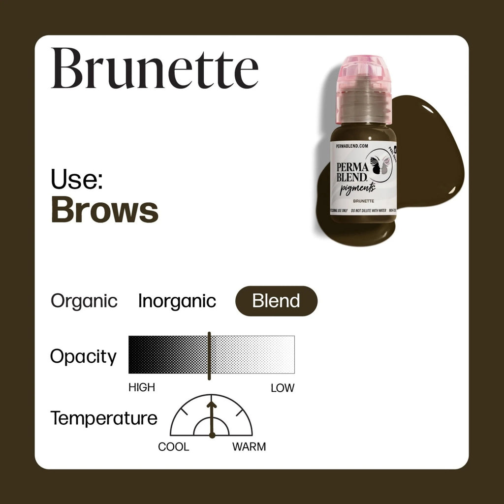 صبغة حواجب - Brunette 15مل تينا ديفيس آي لوف إنك | حبر وشم تجميلي دائم للحواجب لتقنية المايكروبليدنج وحواجب الأومبري وحواجب البودرة | صبغة احترافية بنية باردة