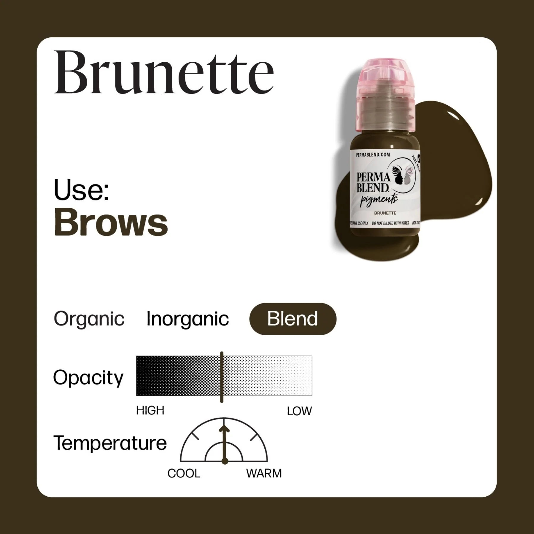 صبغة حواجب - Brunette 15مل تينا ديفيس آي لوف إنك | حبر وشم تجميلي دائم للحواجب لتقنية المايكروبليدنج وحواجب الأومبري وحواجب البودرة | صبغة احترافية بنية باردة