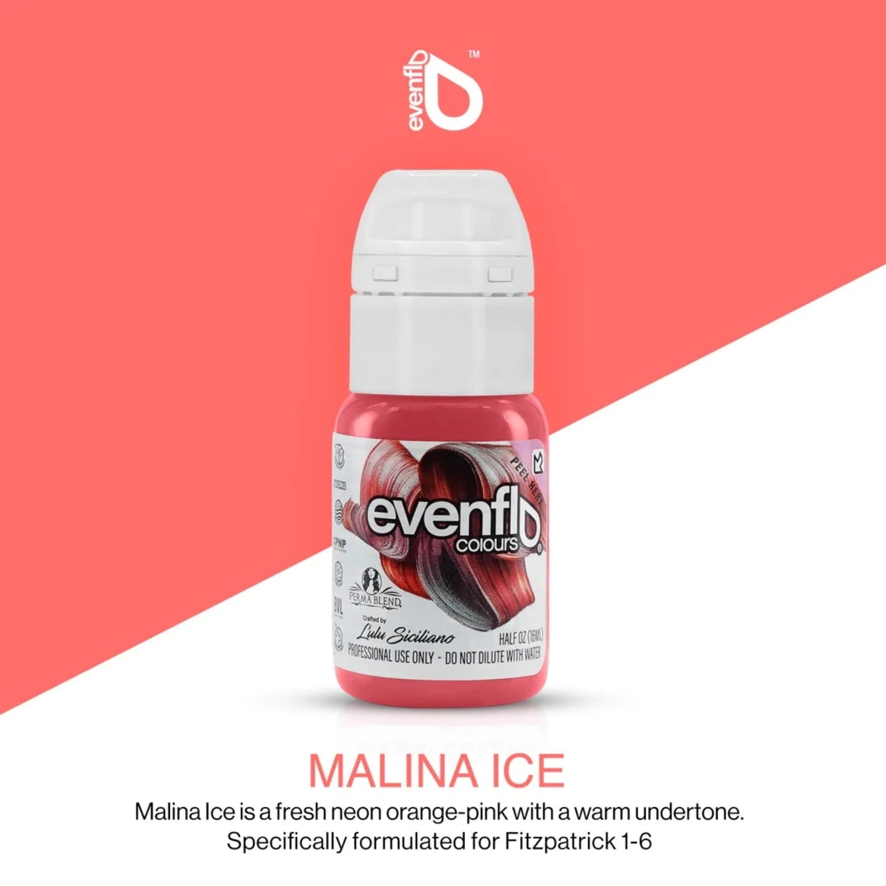 Lip Pigment – Evenflo Lip Shade Malina Ice 15ml | Professional PMU Lip Blush Pigment for Lip Neutralization, Lip Correction, Lip Tattoo & Semi Permanent Makeup Ink
