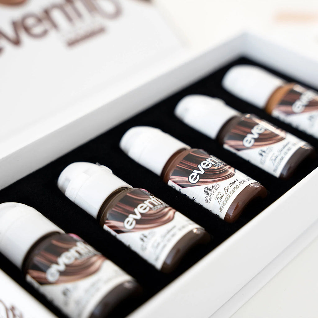 Eyebrow Pigments Set – Evenflo Colours Brow Set 5 x 15ml | Perma Blend Eyebrow Pigments | PMU Eyebrow Pigment Kit for Microblading, Ombré Brows & Powder Brows | Professional Permanent Makeup Brow Ink Set