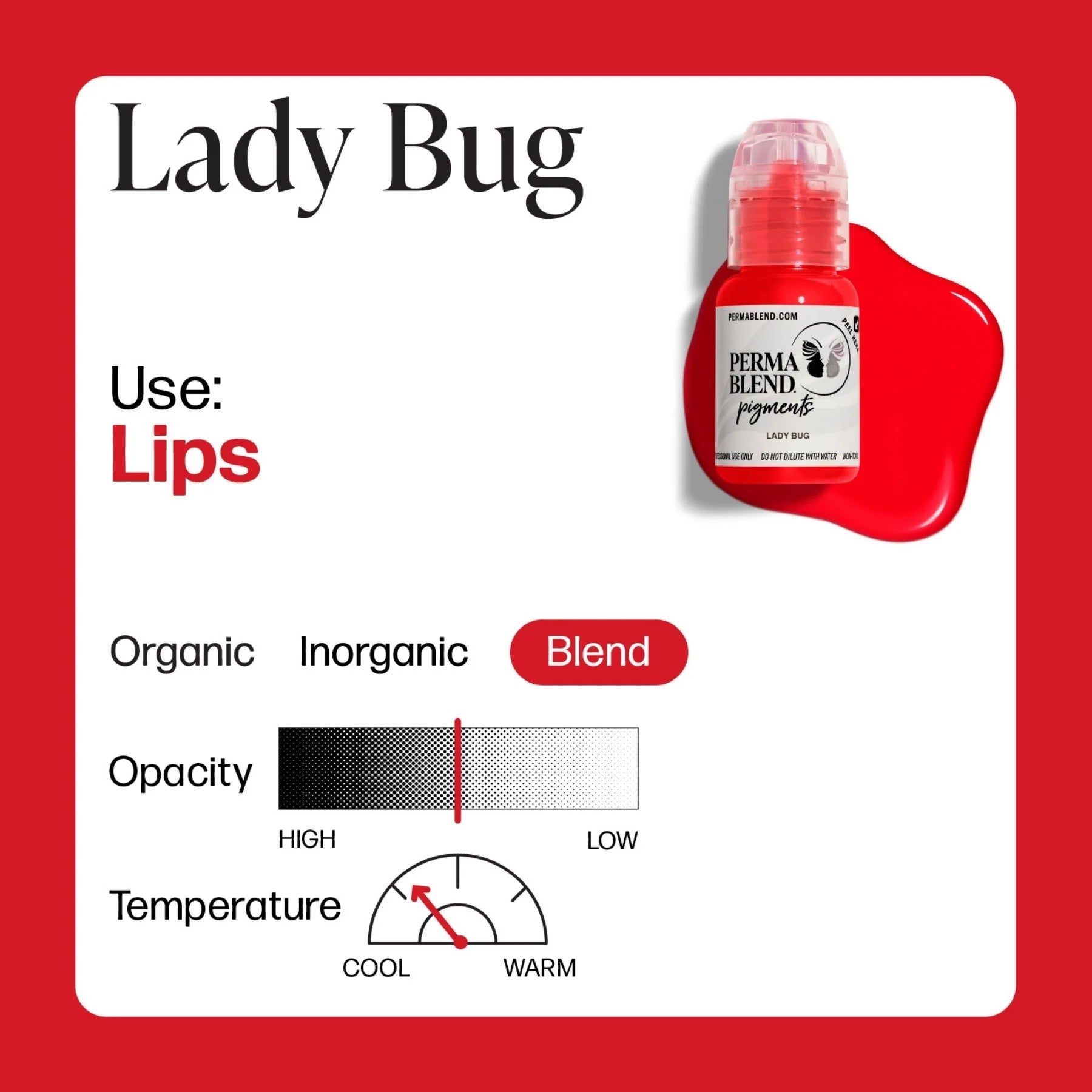 Lip Pigments – Perma Blend Lip Pigment Lady Bug 15ml | Perma Blend Professional PMU Lip Blush Pigment for Lip Neutralization, Lip Correction, Lip Tattoo & Semi Permanent Makeup Ink