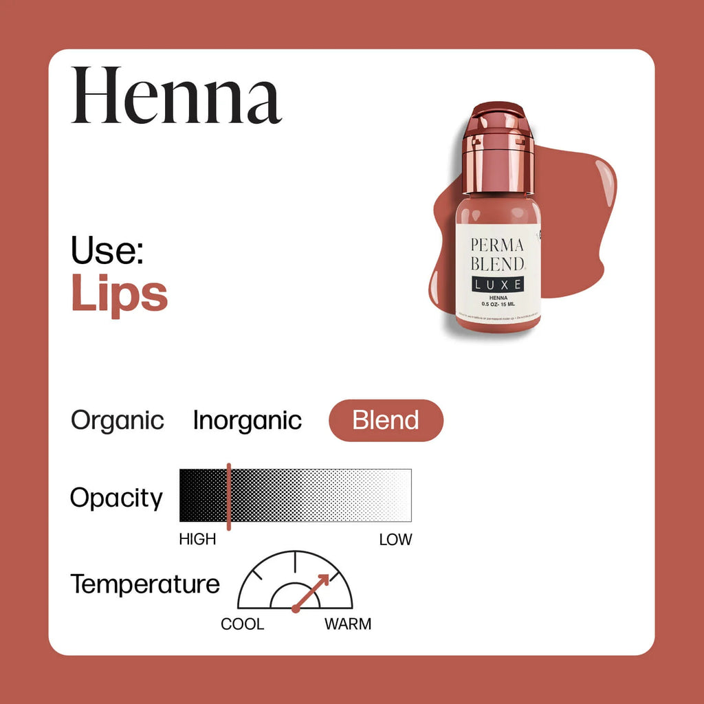 Lip Pigment – Perma Blend LUXE Lip Pigment Henna 15ml | Lip Blush Pigment, Lip Tattoo Ink, SPMU Lip Color, Semi Permanent Makeup Lip Shade