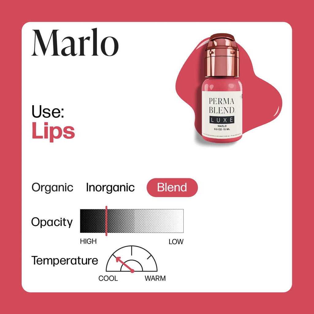 Lip Pigment – Perma Blend LUXE Lip Pigment Marlo (Carla Ricciardone Enhance) 15ml | Lip Blush Pigment, Lip Tattoo Ink, SPMU Lip Color, Semi Permanent Makeup Lip Shade