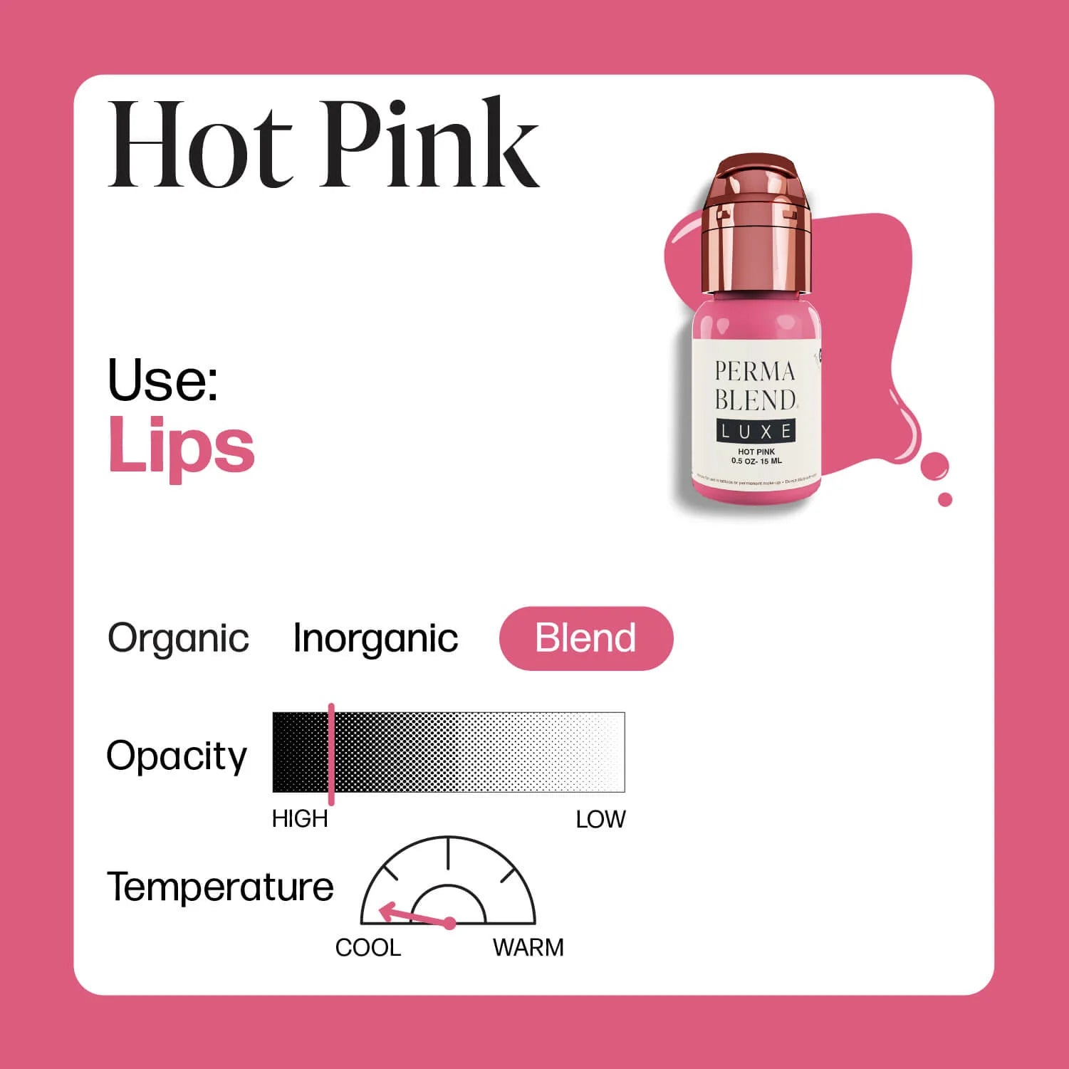Lip Pigment – Perma Blend LUXE Lip Pigment Hot Pink 15ml | Lip Blush Pigment, Lip Tattoo Ink, SPMU Lip Color, Semi Permanent Makeup Lip Shade