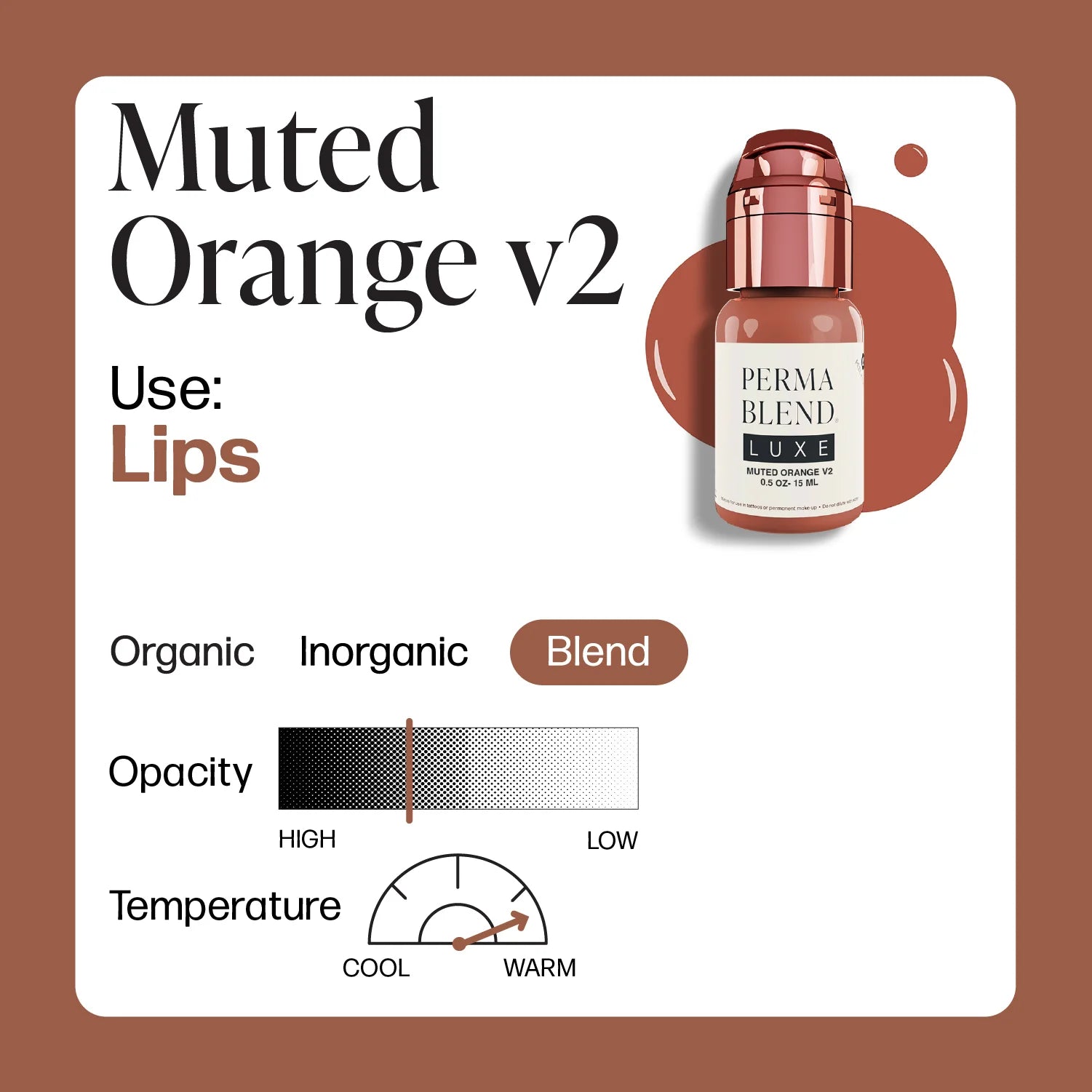 Lip Pigment – Perma Blend Luxe Lip Pigment – Muted Orange 15ml | Professional PMU Lip Colour Pigment for Lip Blush, Neutralization & Permanent Makeup Lip Tattooing