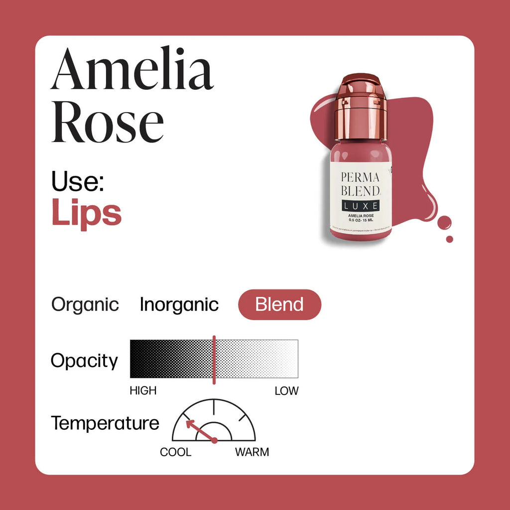 Lip Pigment – Perma Blend LUXE Amelia Rose 15ml | PMU Lip Blush Pigment for Natural Rose Tone | Permanent Lip Color