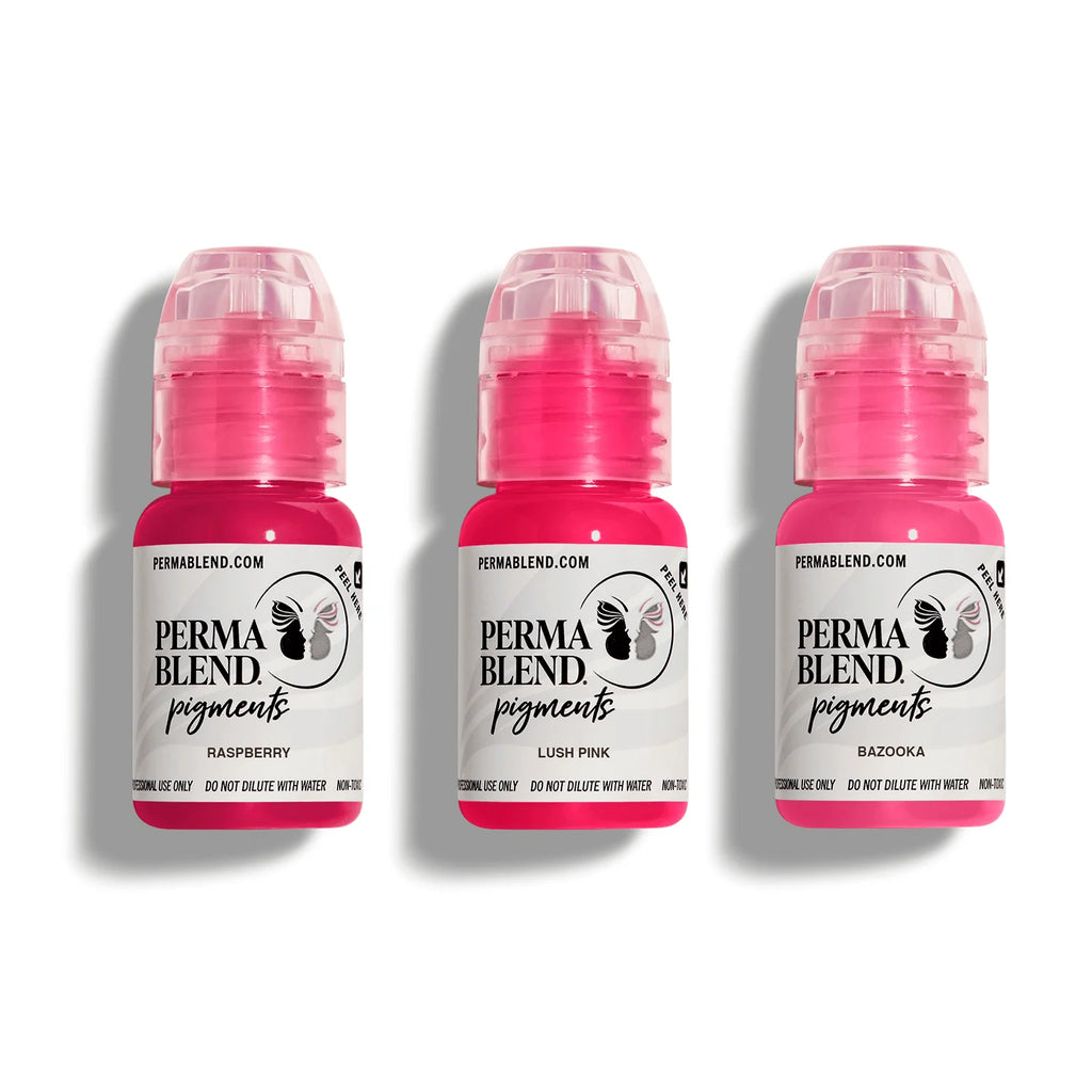 Lip Pigment Set – Perma Blend Pink Lip Mini Set 3x15ml | Lip Shades, Lip Blush Pigment Set, Lip Tattoo Ink, SPMU Lip Color for Semi Permanent Makeup