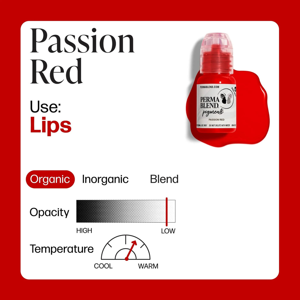 Lip Pigment – Perma Blend Passion Red 15ml | Professional PMU Lip Blush Pigment for Lip Tattoo, Lip Neutralization, Lip Correction, Semi Permanent Makeup Ink & Cosmetic Tattoo