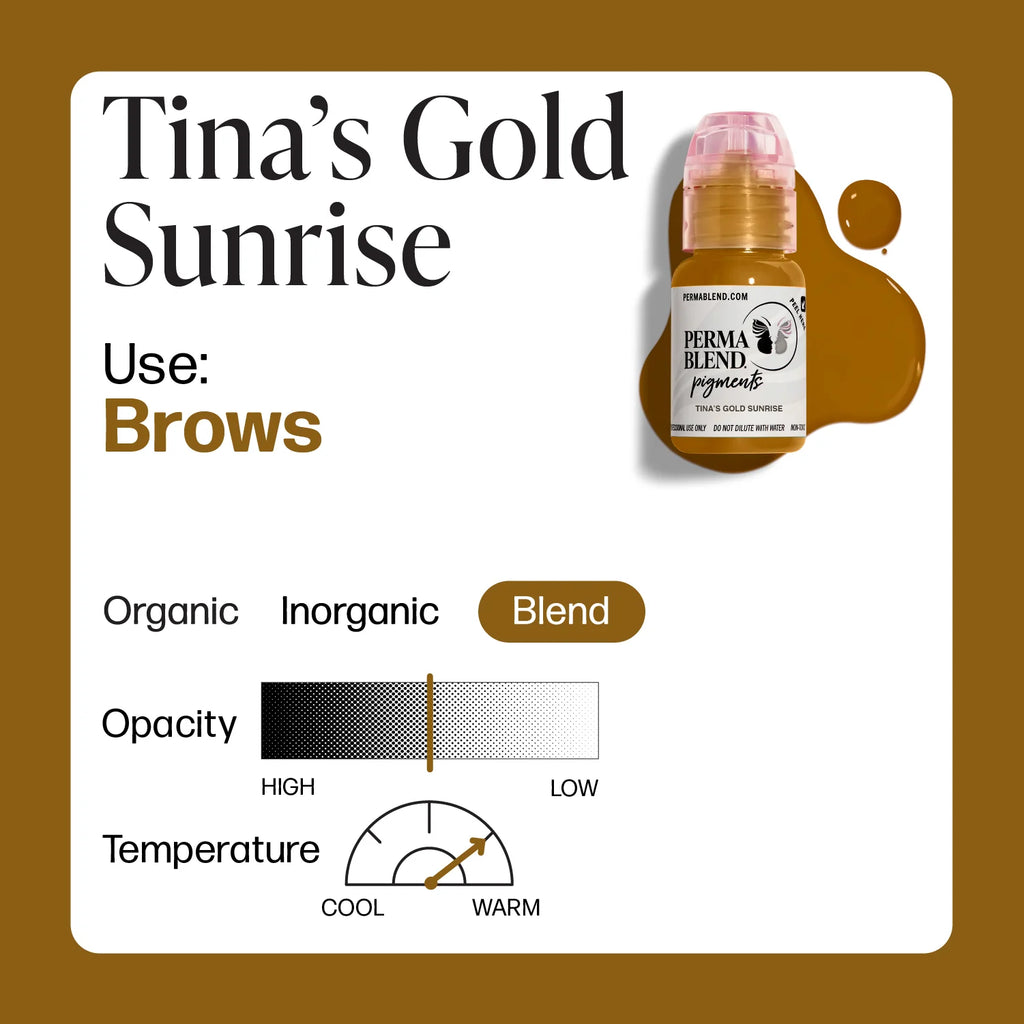 Lip Pigment – Tina’s Gold Sunrise 15ml by Perma Blend | Professional Lip Blush Pigment for Semi Permanent Makeup (SPMU), Lip Tattoo Ink for Lip Neutralization, Color Correction & Cosmetic Tattoo Artists