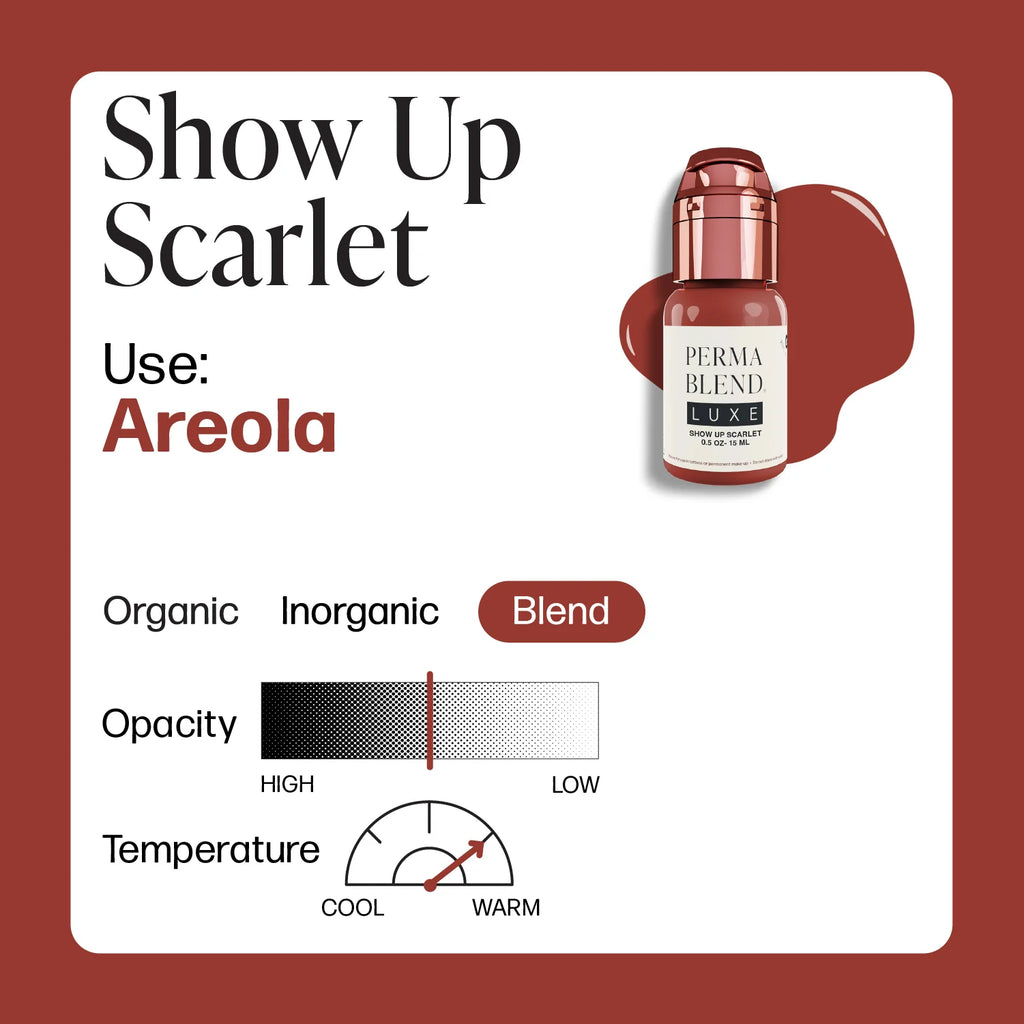 Areola Pigment – Perma Blend LUXE Show Up Scarlet 15ml | Areola Color Pigment, SPMU Areola Tattoo Ink, Medical Tattooing Pigment, Nipple Areola Restoration Ink