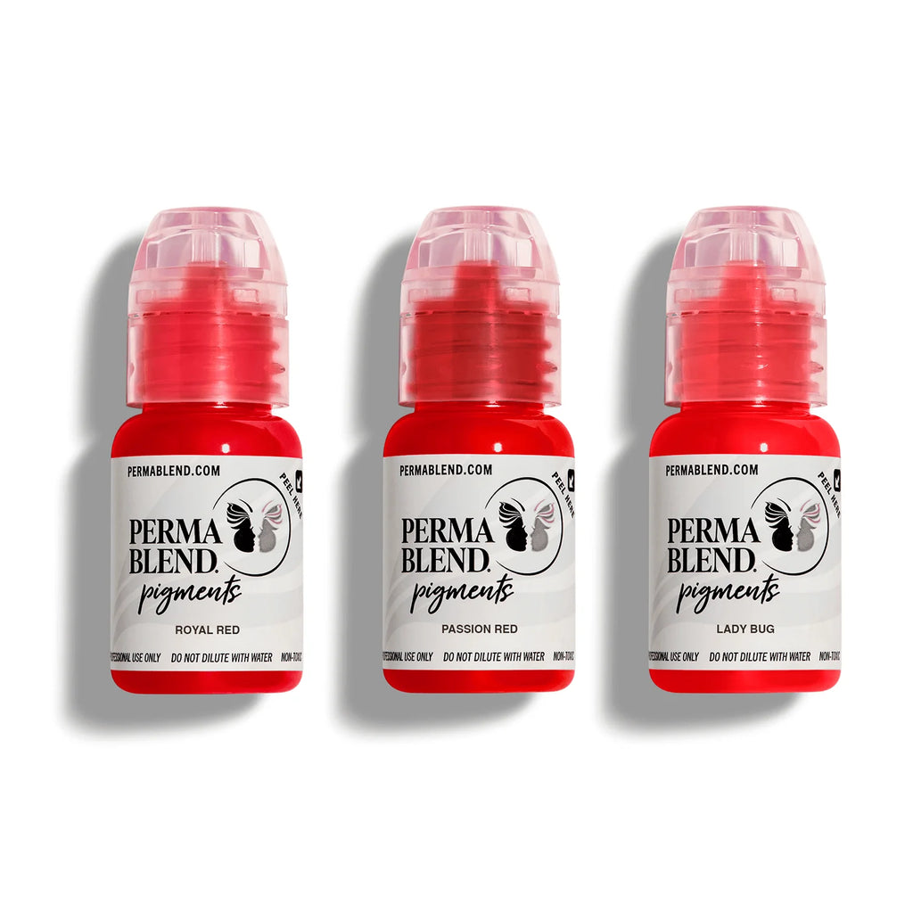 Lip Pigment Set – Perma Blend Red Lip Mini Set 3x15ml | Lip Blush Pigment Set, Lip Tattoo Ink, SPMU Lip Color, Semi Permanent Makeup Lip Shades