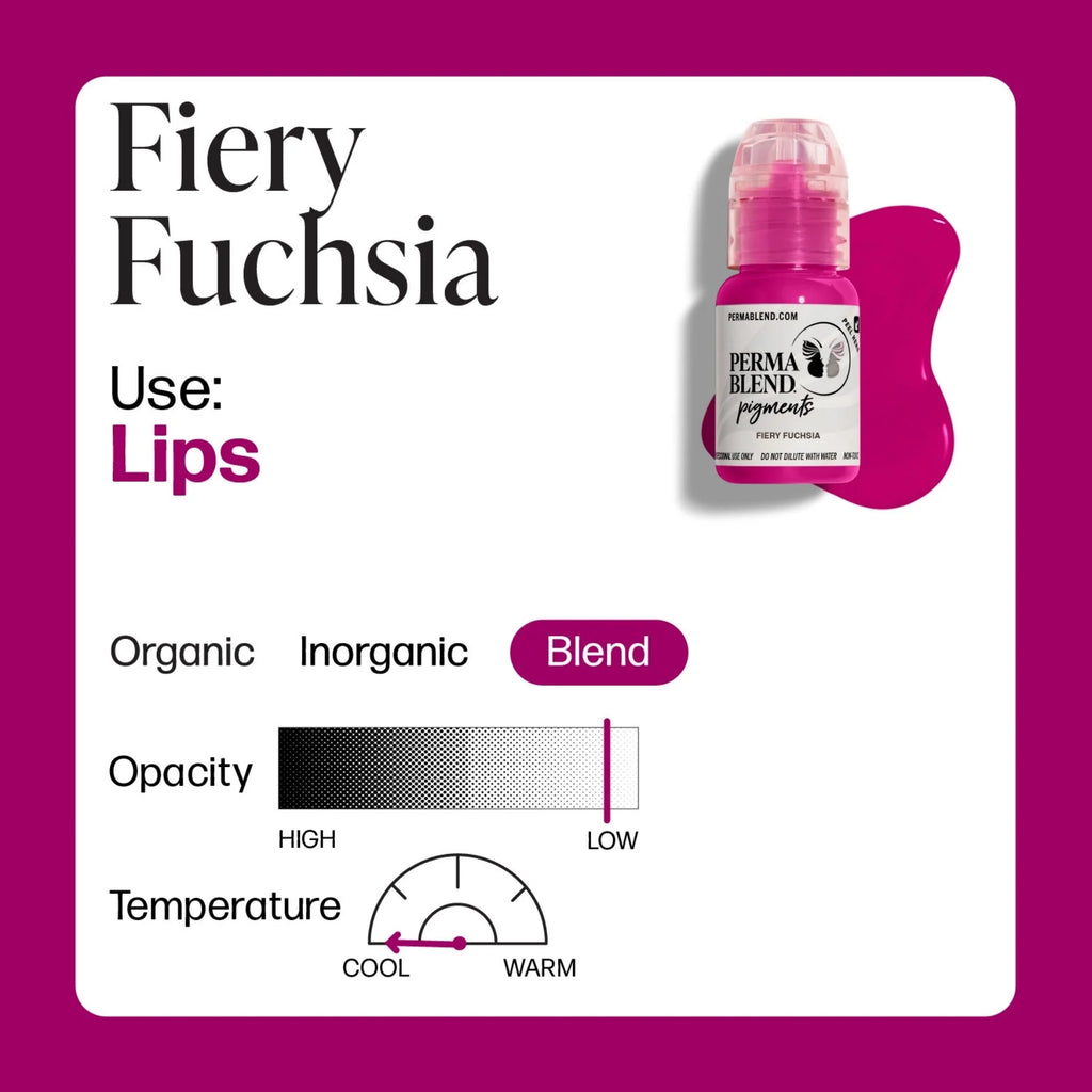 Lip Pigments – Perma Blend Lip Pigment Fiery Fuchsia 15ml | Perma Blend Professional PMU Lip Blush Pigment for Lip Neutralization, Lip Correction, Lip Tattoo & Semi Permanent Makeup Ink