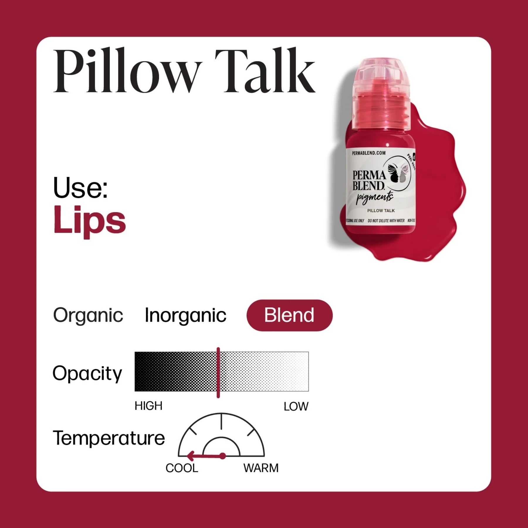 Lip Pigments – Perma Blend Lip Pigment Pillow Talk 15ml | Perma Blend Professional PMU Lip Blush Pigment for Lip Neutralization, Lip Correction, Lip Tattoo & Semi Permanent Makeup Ink