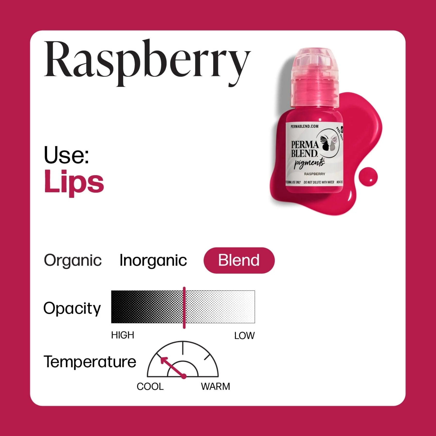 Lip Pigments – Perma Blend Lip Pigment Raspberry 15ml | Perma Blend Professional PMU Lip Blush Pigment for Lip Neutralization, Lip Correction, Lip Tattoo & Semi Permanent Makeup Ink