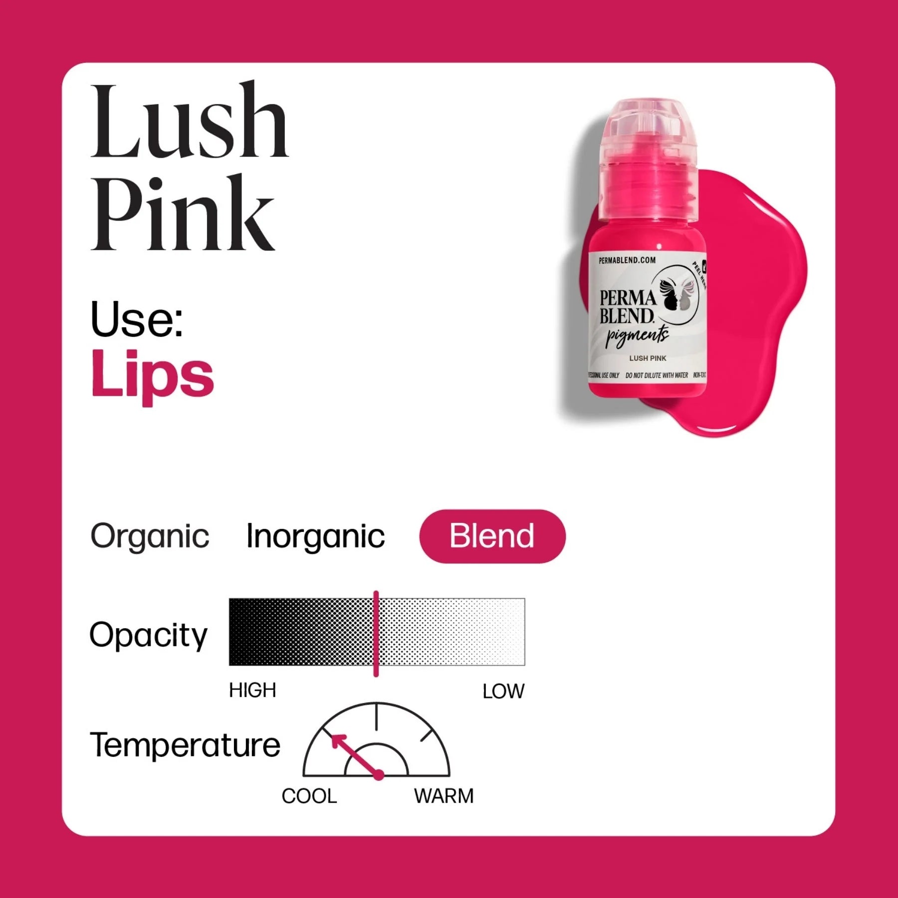 Lip Pigments – Perma Blend Lip Pigment Lush Pink 15ml | Perma Blend Professional PMU Lip Blush Pigment for Lip Neutralization, Lip Correction, Lip Tattoo & Semi Permanent Makeup Ink