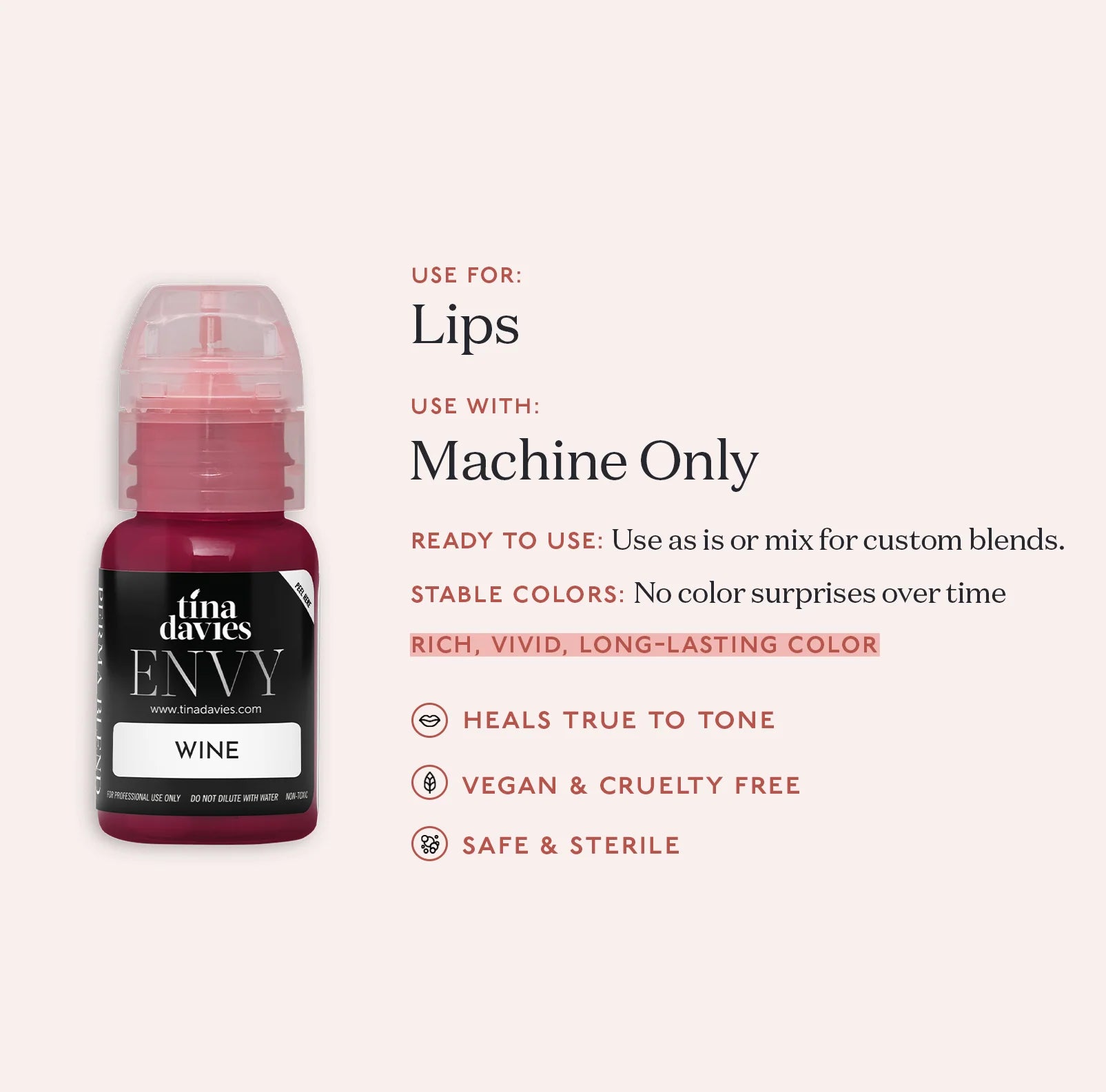 Lip Pigments – Envy Lip Pigments Wine 15ml | Tina Davies x Perma Blend Luxe Professional PMU Lip Blush Pigment for Lip Neutralization, Lip Correction & Lip Tattoo Ink