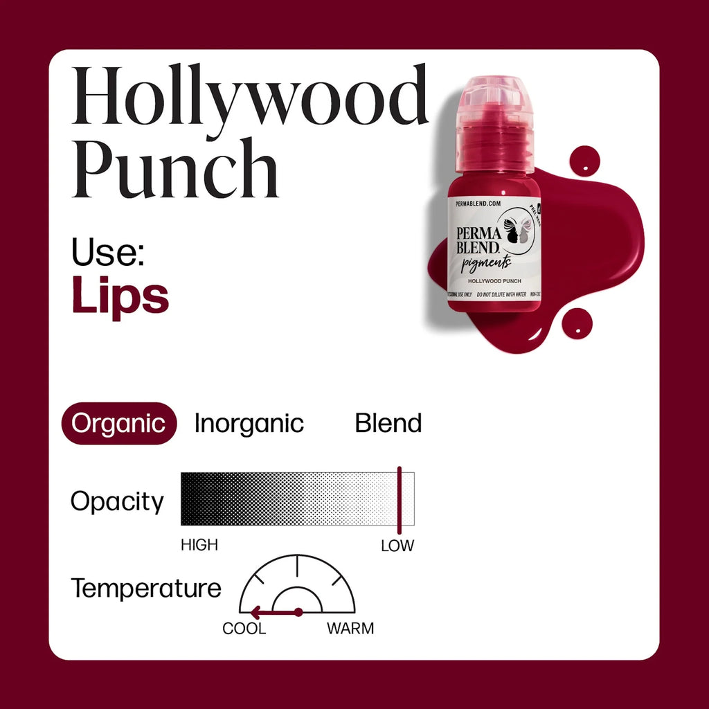 Lip Pigments – Perma Blend Lip Pigment Hollywood Punch 15ml | Perma Blend Professional PMU Lip Blush Pigment for Lip Neutralization, Lip Correction, Lip Tattoo & Semi Permanent Makeup Ink