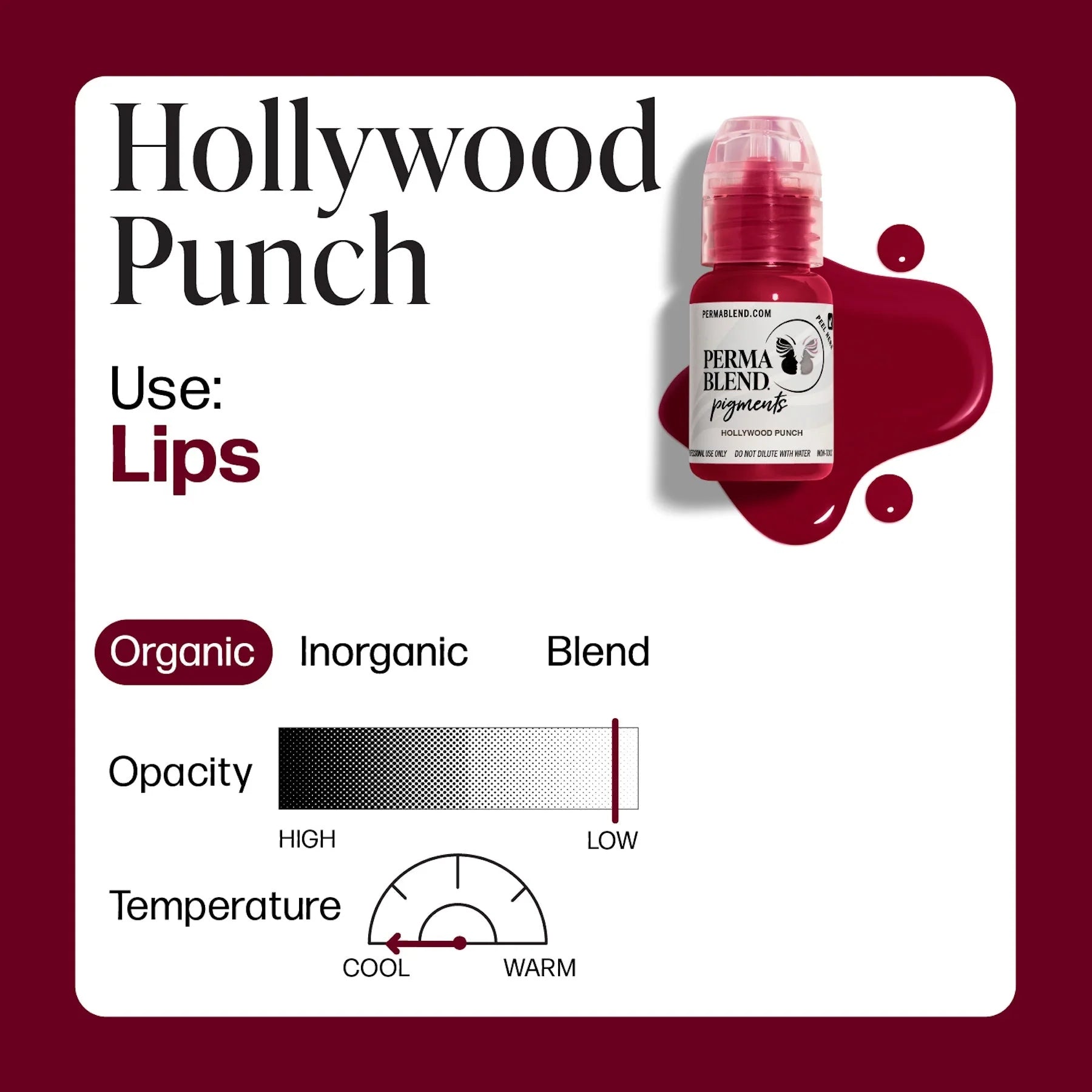Lip Pigments – Perma Blend Lip Pigment Hollywood Punch 15ml | Perma Blend Professional PMU Lip Blush Pigment for Lip Neutralization, Lip Correction, Lip Tattoo & Semi Permanent Makeup Ink