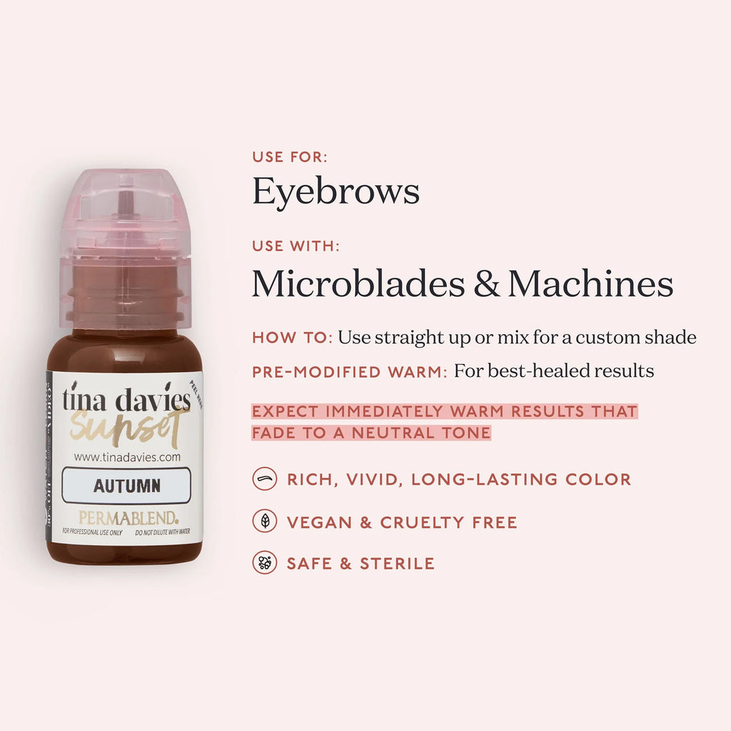 Eyebrow Pigment – Autumn 15ml Sunset Brow Pigments - Perma Blend | Permanent Makeup SPMU Eyebrow Ink for Microblading, Ombré Brows & Powder Brows | Professional Pigment
